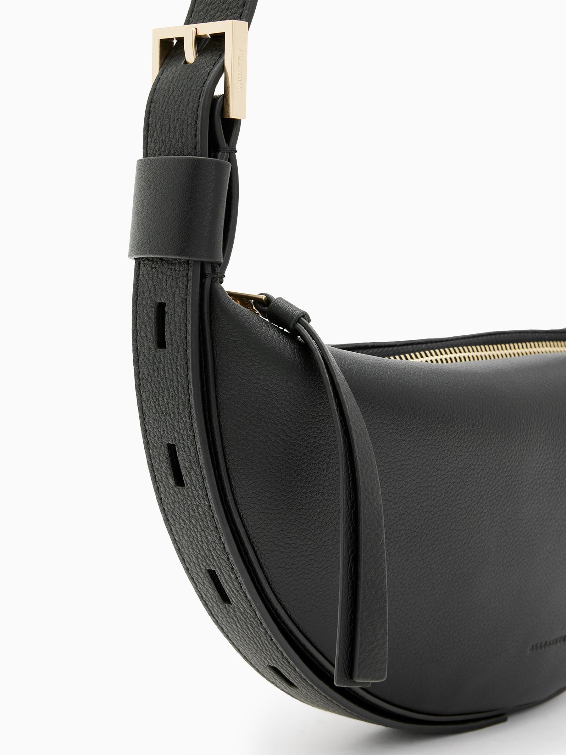 Buy AllSaints Black Half Moon Black Leather Crossbody from Next USA