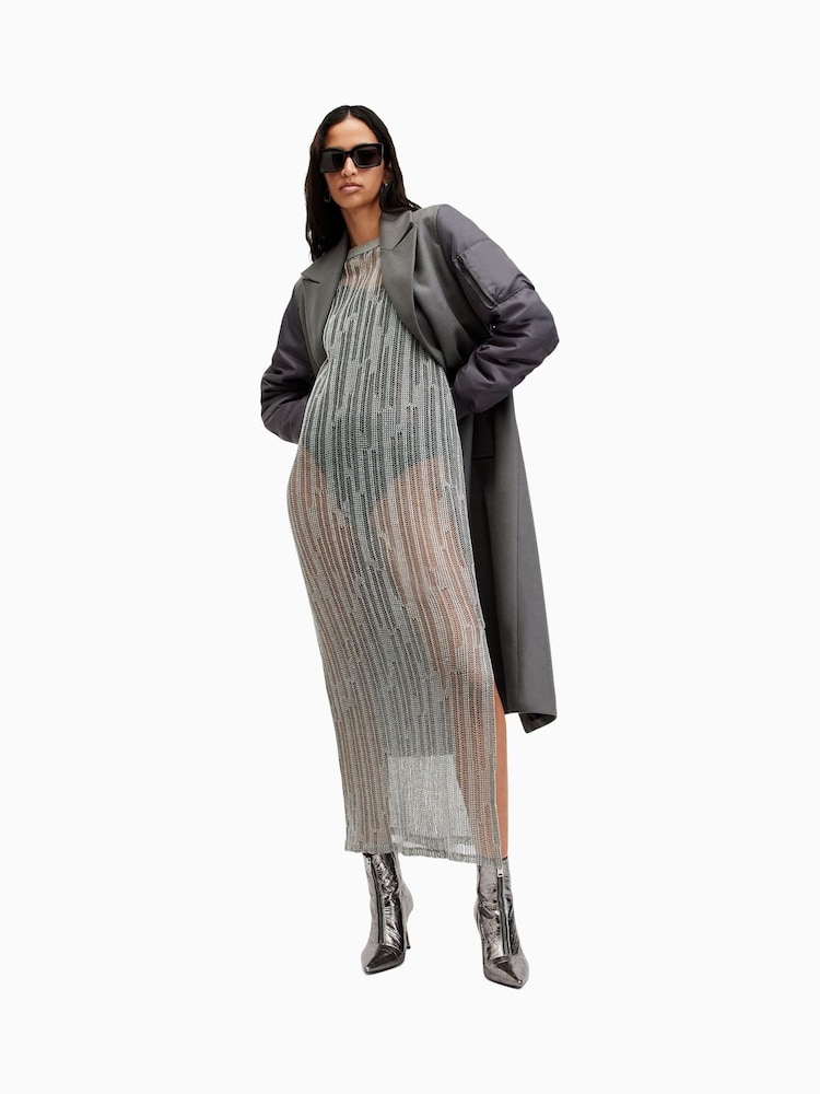 AllSaints Silver Giana Dress - Image 1 of 6