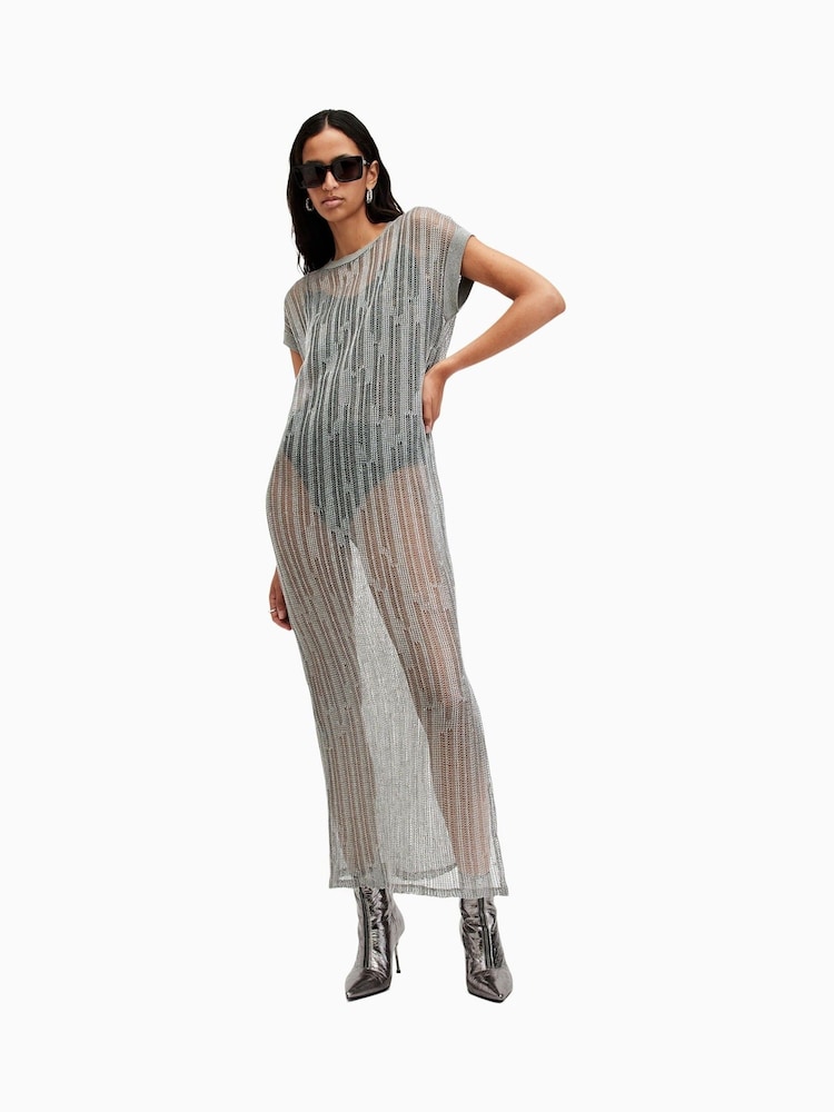 AllSaints Silver Giana Dress - Image 4 of 6