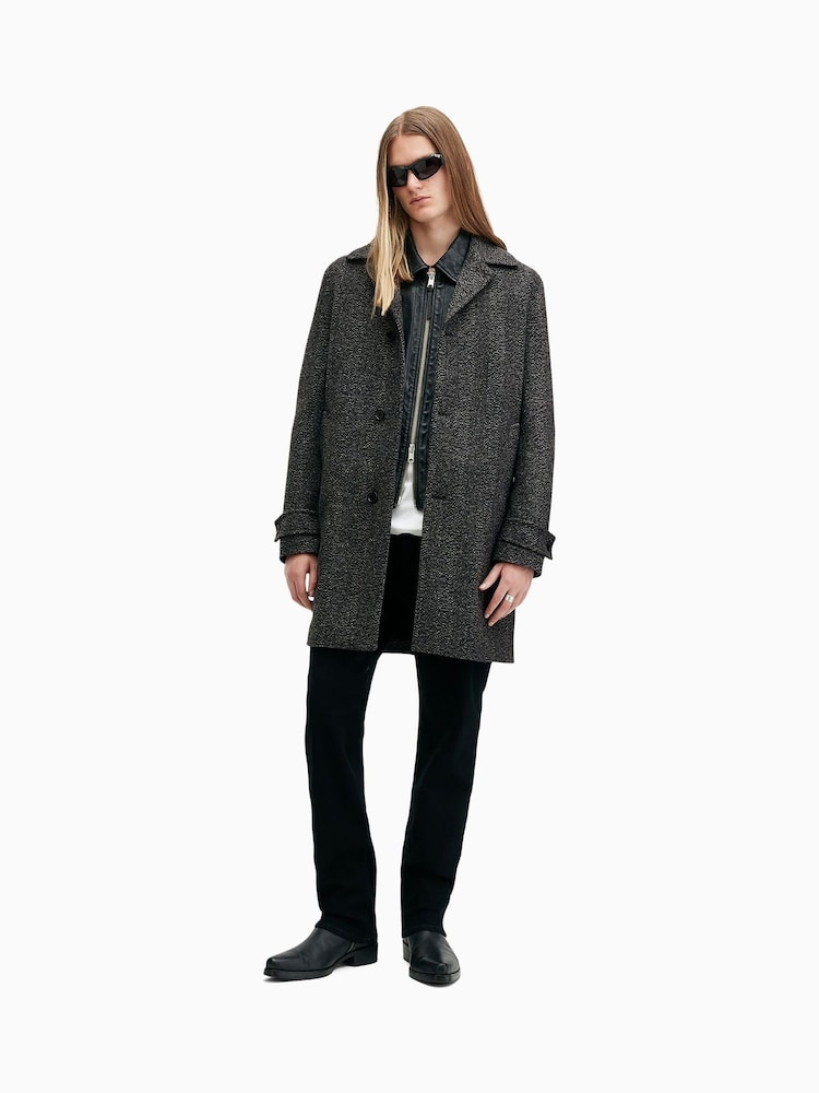AllSaints Grey/Black Fincher Coat - Image 1 of 1 AllSaints Grey/Black Fincher Coat - Image 1 of 1