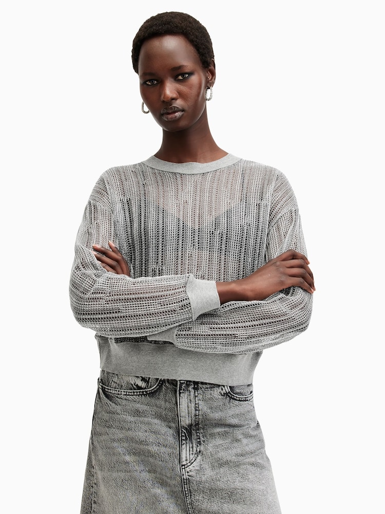 AllSaints Silver Giana Longsleeve Sweater - Image 1 of 8