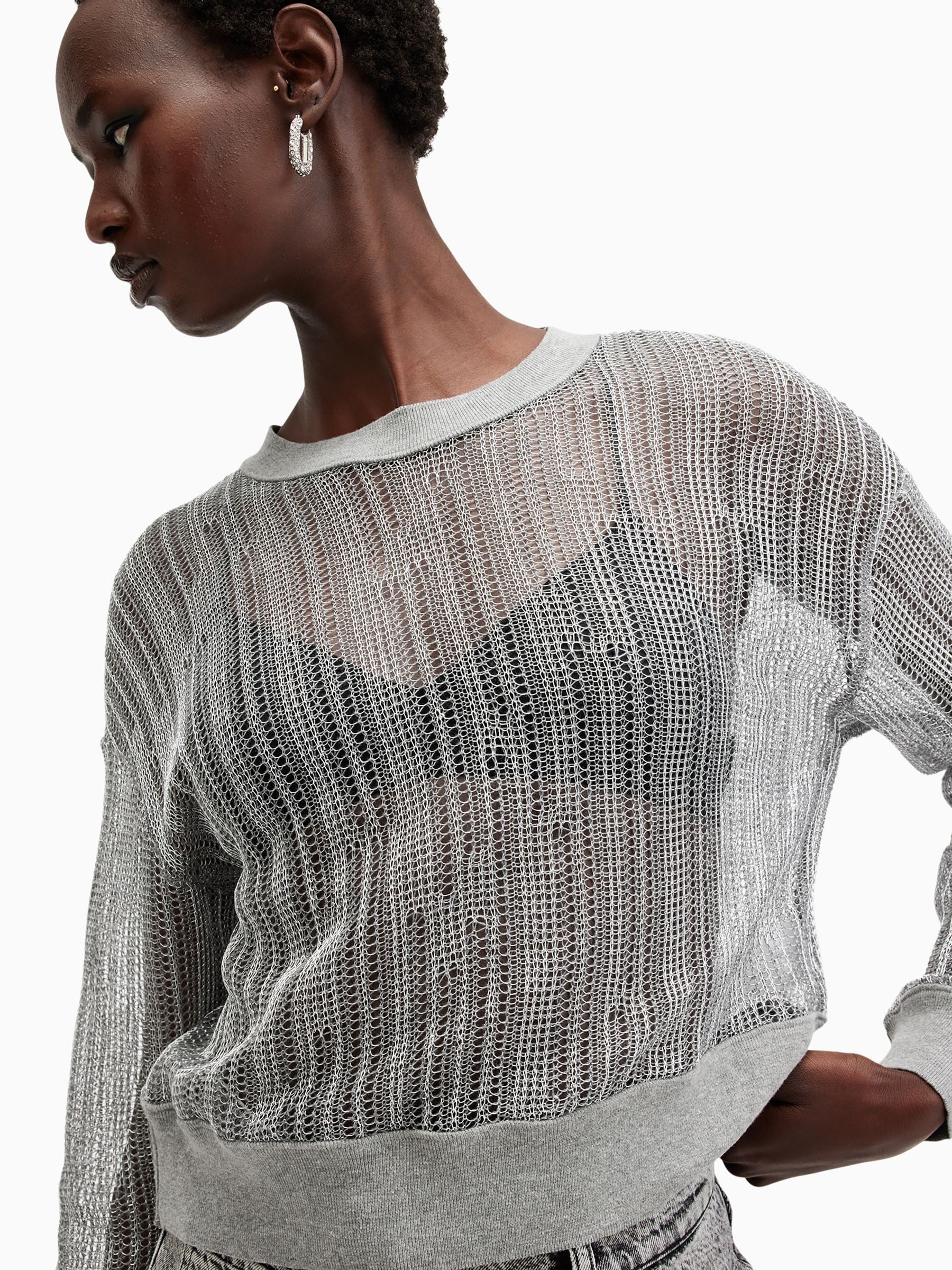 Buy AllSaints Silver Giana Longsleeve Sweater from Next USA