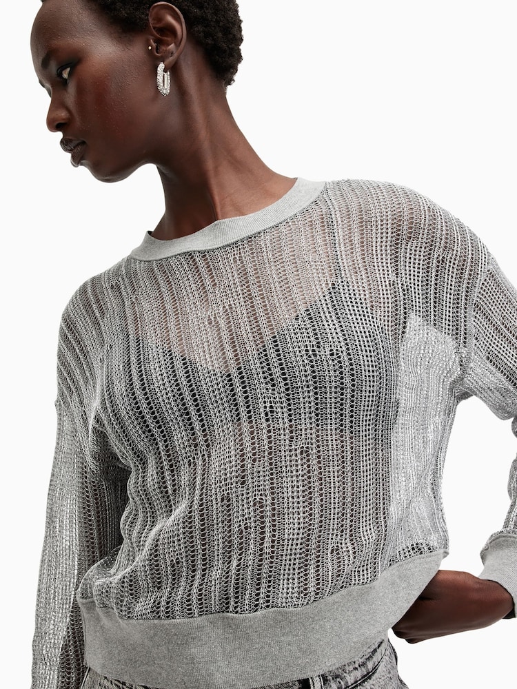 AllSaints Silver Giana Longsleeve Sweater - Image 6 of 8
