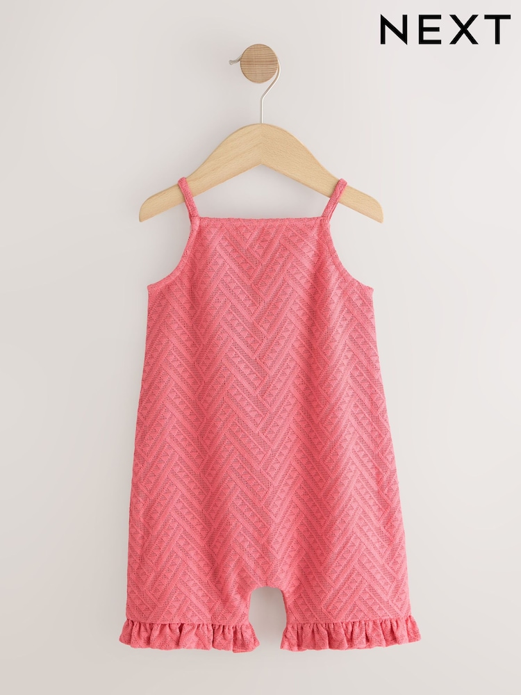 Peach Pink Coral Lace Playsuit - Image 1 of 1