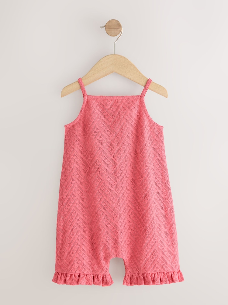 Peach Pink Coral Lace Playsuit - Image 1 of 1 Peach Pink Coral Lace Playsuit - Image 1 of 1