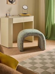 MADE.COM Green Checked Velvet Beryl Stool - Image 1 of 7