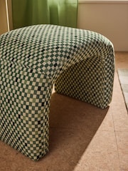 MADE.COM Green Checked Velvet Beryl Stool - Image 3 of 7