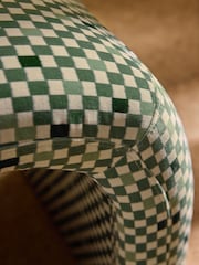 MADE.COM Green Checked Velvet Beryl Stool - Image 4 of 7