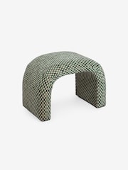 MADE.COM Green Checked Velvet Beryl Stool - Image 5 of 7