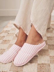 Pink Stripe Textured Nylon Mule Slippers - Image 2 of 9
