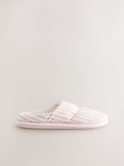 Pink Stripe Textured Nylon Mule Slippers - Image 5 of 9