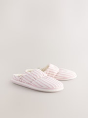 Pink Stripe Textured Nylon Mule Slippers - Image 6 of 9