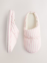 Pink Stripe Textured Nylon Mule Slippers - Image 7 of 9