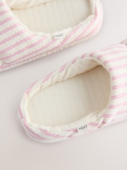 Pink Stripe Textured Nylon Mule Slippers - Image 8 of 9