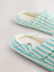 Green Stripe Textured Nylon Mule Slippers - Image 10 of 10