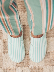 Green Stripe Textured Nylon Mule Slippers - Image 3 of 10