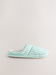 Green Stripe Textured Nylon Mule Slippers - Image 6 of 10