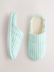Green Stripe Textured Nylon Mule Slippers - Image 8 of 10
