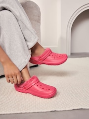 Coral Pink Womens Faux Fur Lined Clogs Slippers - Image 2 of 7