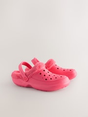 Coral Pink Womens Faux Fur Lined Clogs Slippers - Image 4 of 7