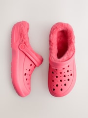 Coral Pink Womens Faux Fur Lined Clogs Slippers - Image 5 of 7