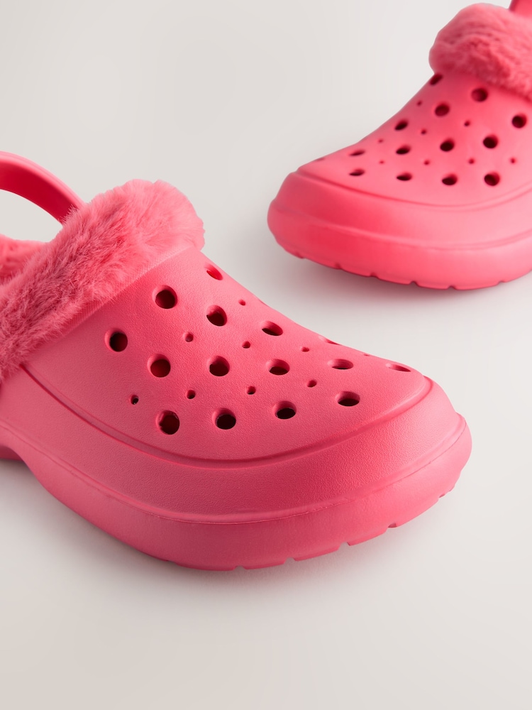Coral Pink Womens Faux Fur Lined Clogs Slippers - Image 7 of 7