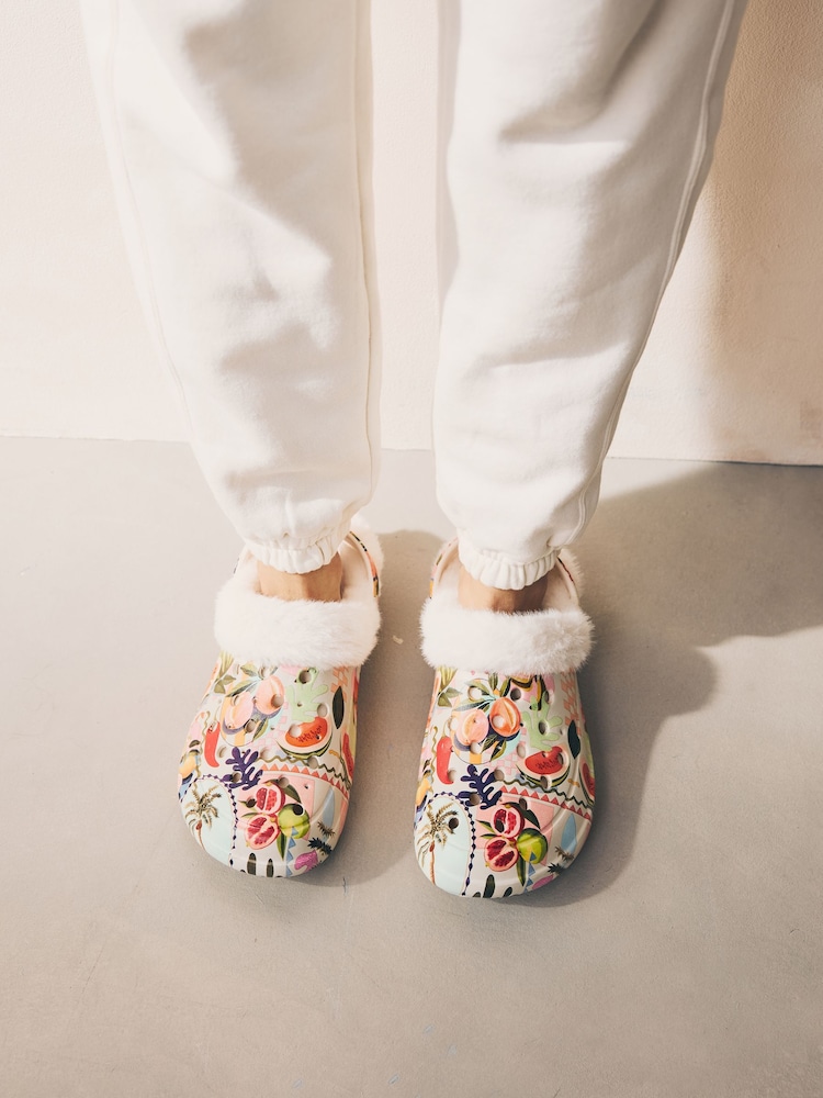 Multi Fruit Faux Fur Lined Clog Slippers - Image 2 of 9