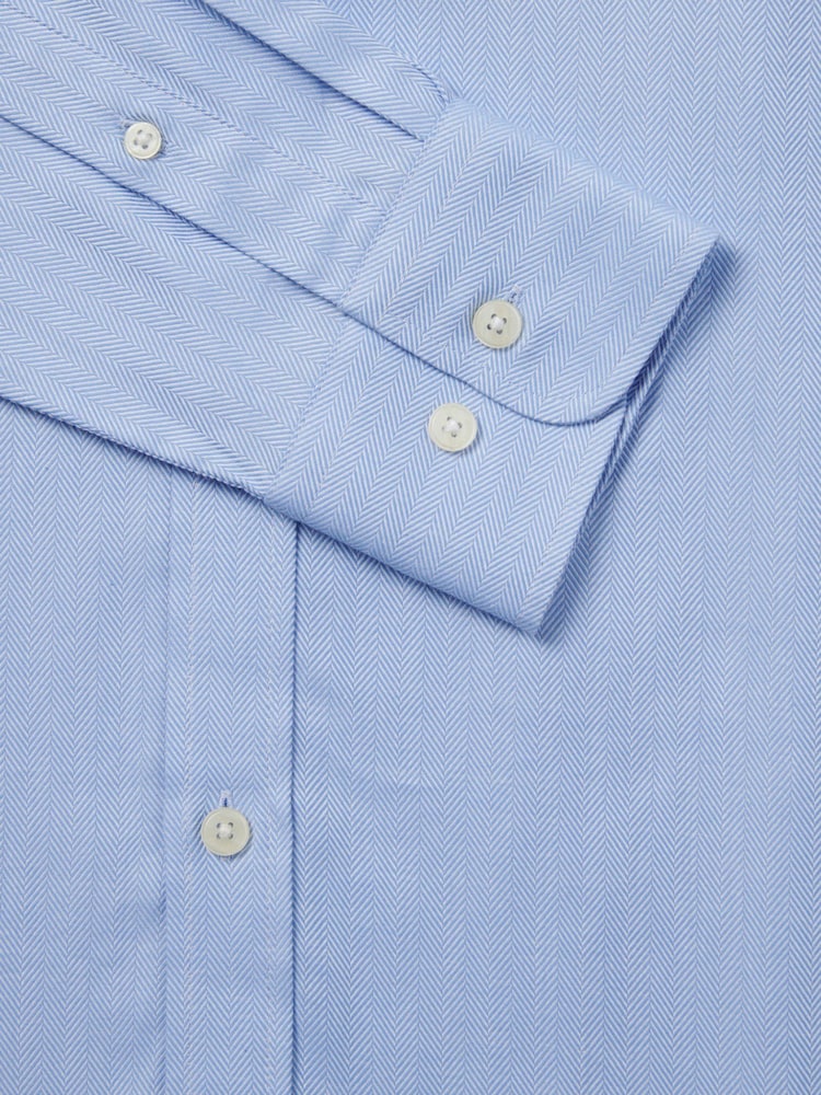 Duchamp Blue Duchamp Mens Royal Herringbone 100% Cotton Shirt - Image 5 of 5 Duchamp Blue Duchamp Mens Royal Herringbone 100% Cotton Shirt - Image 5 of 5