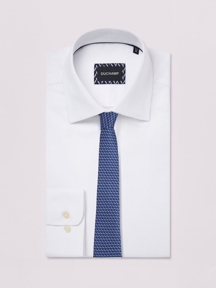 Duchamp White Duchamp Mens Square Dobby White 100% Cotton Shirt - Image 2 of 5