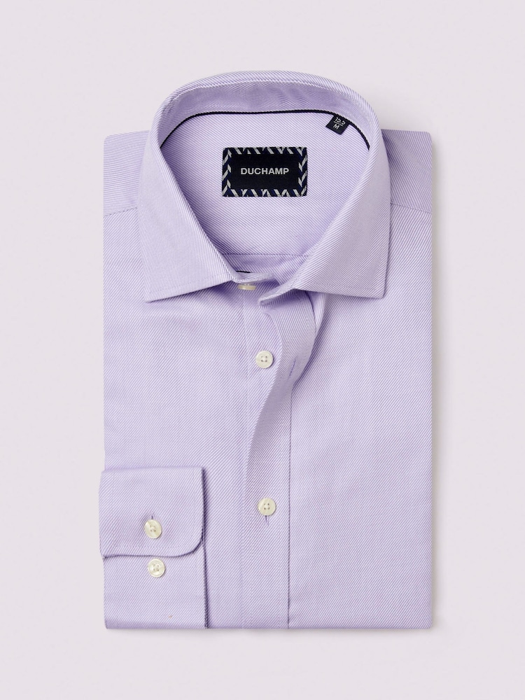 Duchamp Purple Duchamp Mens Royal Twill 100% Cotton Shirt - Image 1 of 5