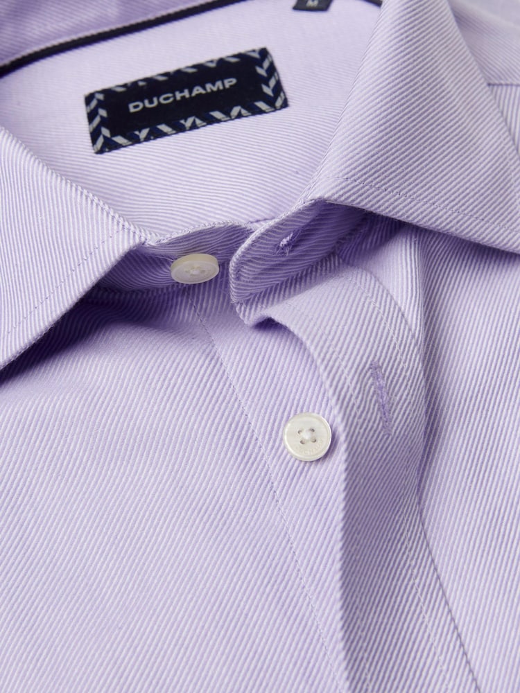 Duchamp Purple Duchamp Mens Royal Twill 100% Cotton Shirt - Image 3 of 5