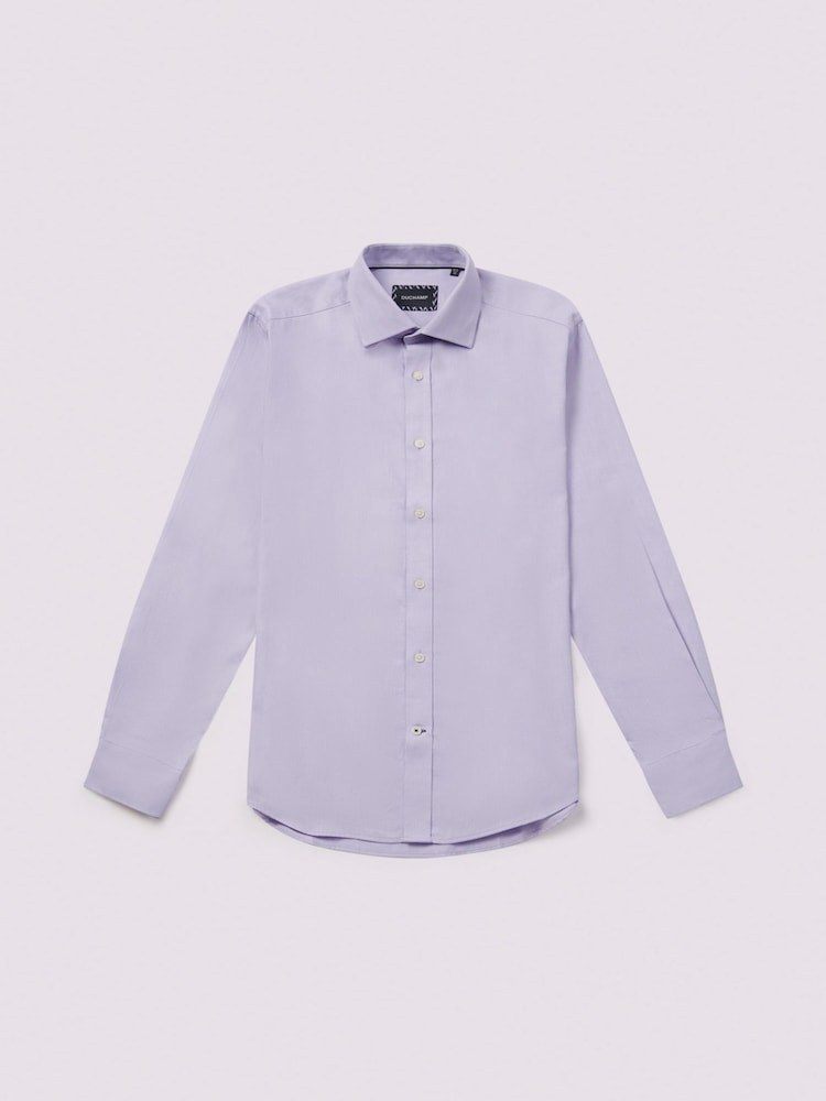 Duchamp Purple Duchamp Mens Royal Twill 100% Cotton Shirt - Image 4 of 5