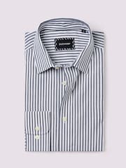 Duchamp Blue Duchamp Mens Blue Dobby Stripe 100% Cotton Shirt - Image 1 of 5