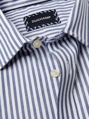 Duchamp Blue Duchamp Mens Blue Dobby Stripe 100% Cotton Shirt - Image 3 of 5