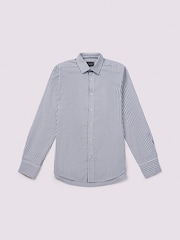 Duchamp Blue Duchamp Mens Blue Dobby Stripe 100% Cotton Shirt - Image 4 of 5
