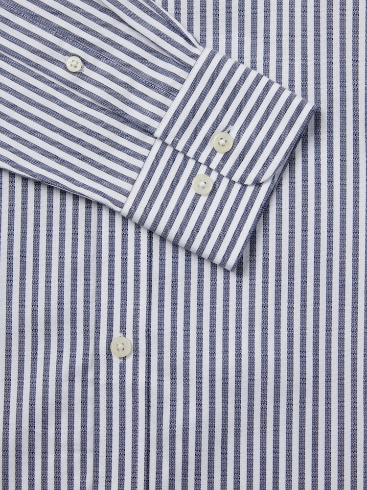 Duchamp Blue Duchamp Mens Blue Dobby Stripe 100% Cotton Shirt - Image 5 of 5