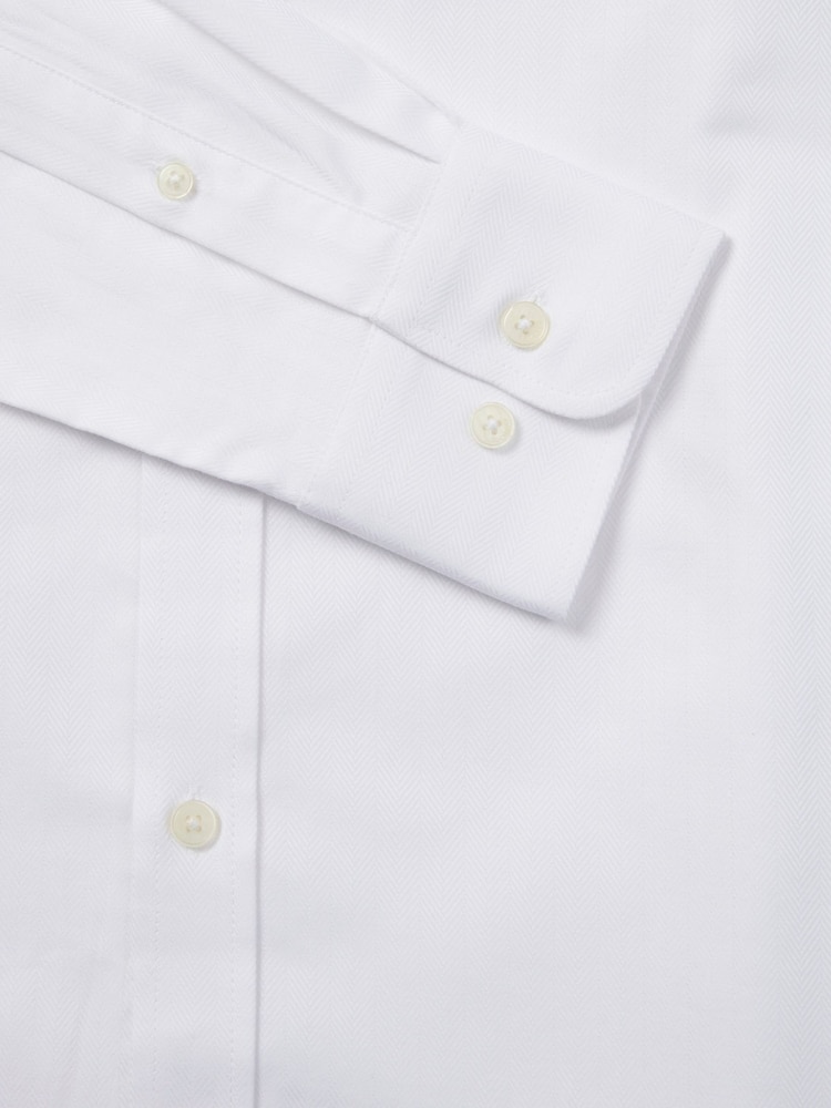 Duchamp White Duchamp Mens Royal Herringbone 100% Cotton Shirt - Image 5 of 5 Duchamp White Duchamp Mens Royal Herringbone 100% Cotton Shirt - Image 5 of 5