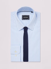 Duchamp Blue Duchamp Mens Blue Wide Stripe 100% Cotton Shirt - Image 2 of 5