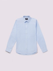 Duchamp Blue Duchamp Mens Blue Wide Stripe 100% Cotton Shirt - Image 3 of 5