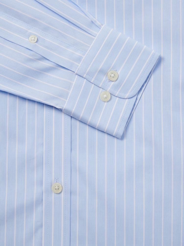 Duchamp Blue Duchamp Mens Blue Wide Stripe 100% Cotton Shirt - Image 5 of 5