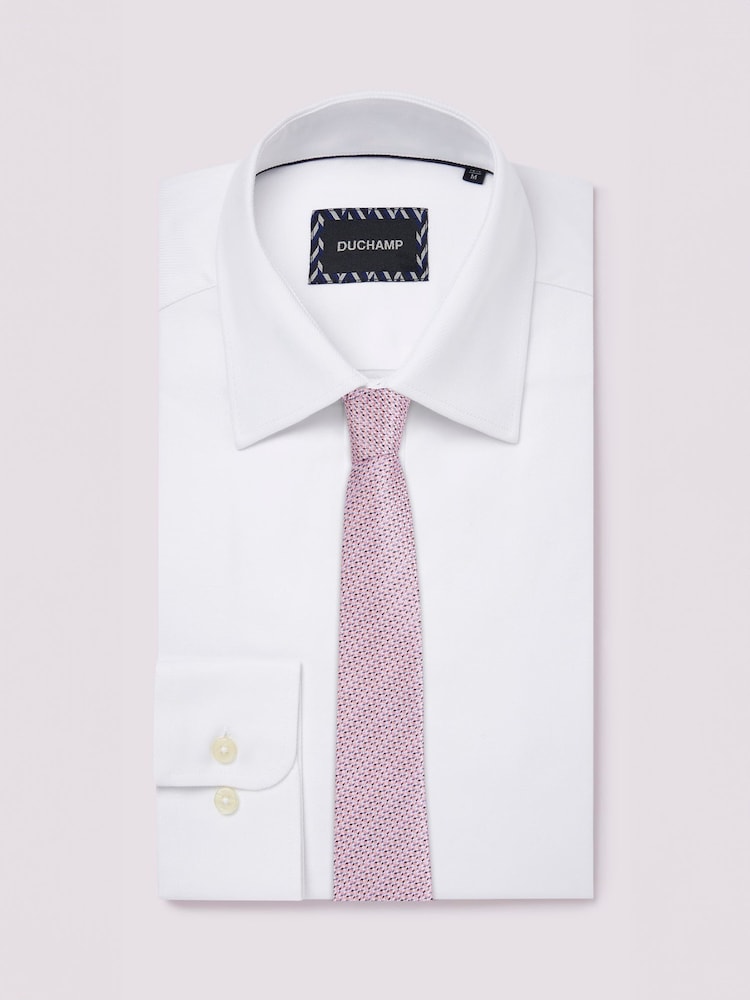 Duchamp White Duchamp Mens Royal Twill 100% Cotton Shirt - Image 2 of 5