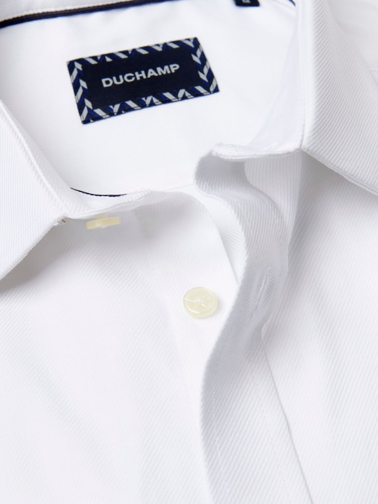 Duchamp White Duchamp Mens Royal Twill Double Cuff White 100% Cotton Shirt - Image 3 of 5