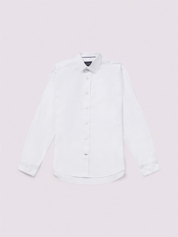 Duchamp White Duchamp Mens Royal Twill Double Cuff White 100% Cotton Shirt - Image 4 of 5