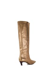 Dune London Gold Slink Angle Mid Heel Knee High Boots - Image 4 of 6