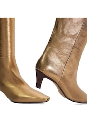 Dune London Gold Slink Angle Mid Heel Knee High Boots - Image 6 of 6