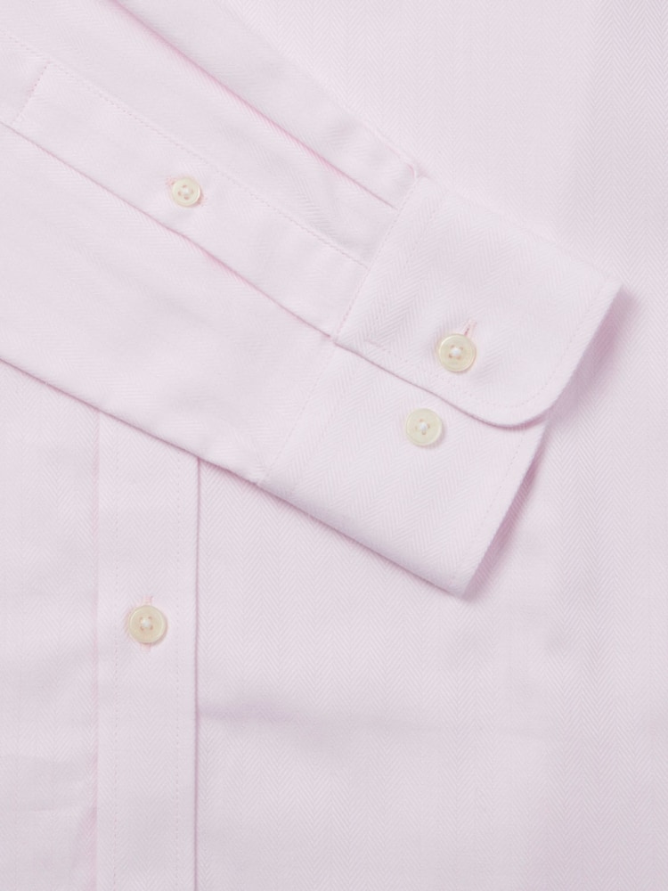 Duchamp Pink Duchamp Mens Royal Herringbone 100% Cotton Shirt - Image 5 of 5 Duchamp Pink Duchamp Mens Royal Herringbone 100% Cotton Shirt - Image 5 of 5