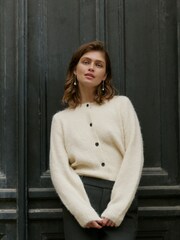 VERO MODA Cream Round Neck Button Up Cardigan - Image 1 of 7