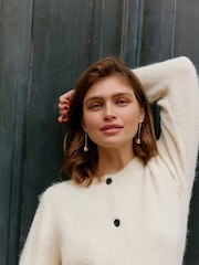 VERO MODA Cream Round Neck Button Up Cardigan - Image 2 of 7