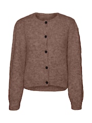 VERO MODA Brown Round Neck Button Up Cardigan - Image 6 of 6