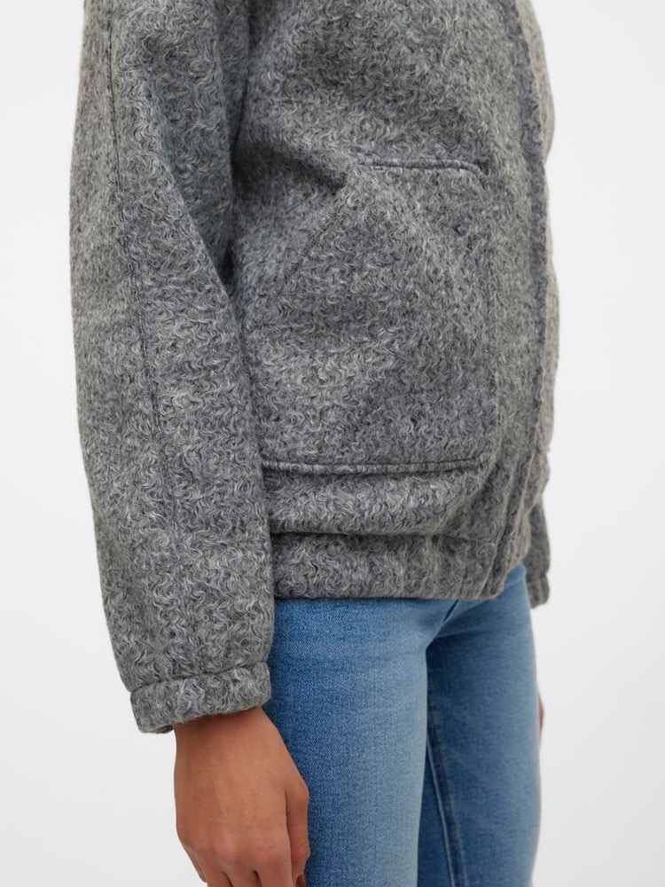 VERO MODA Grey Textured Bomber Jacket - Image 2 of 6